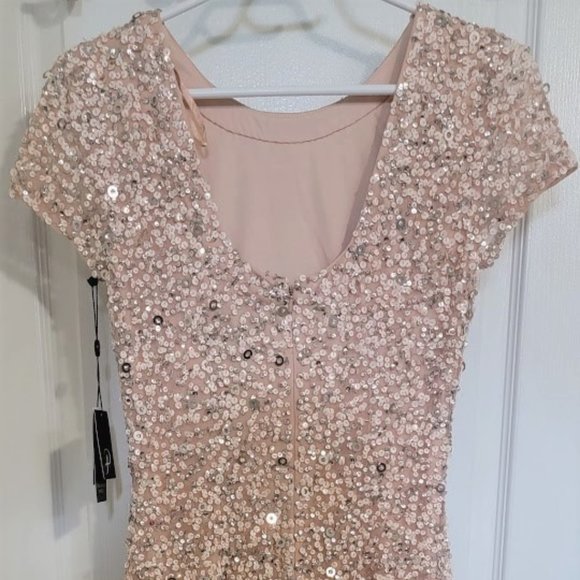 Adrianna Papell Short Sleeve Sequin Gown - Picture 9 of 11